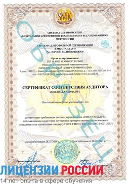 Образец сертификата соответствия аудитора №ST.RU.EXP.00014299-1 Самара Сертификат ISO 14001
